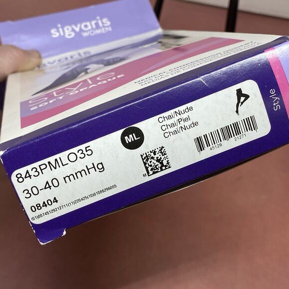 Sigvaris 30-40 mmHg Nude Beige Size ML Soft Opaque Compression Hosiery 843PMLO35 - Picture 10 of 10